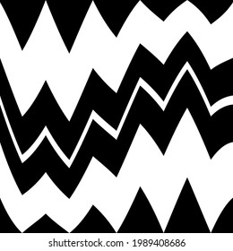 Geometric black and white seamless pattern with zigzag. Abstract vector chevron waves. Monochrome artistic illustration for fabric design, wallpaper, decorative paper, web design, background.
