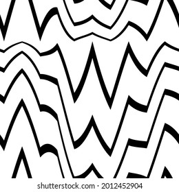 Geometric black and white seamless pattern with zigzag. Abstract vector chevron waves. Monochrome artistic illustration for fabric design, wallpaper, decorative paper, web design, background.