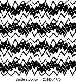 Geometric black and white seamless pattern with zigzag. Abstract vector chevron waves. Monochrome artistic illustration for fabric design, wallpaper, decorative paper, web design, background.
