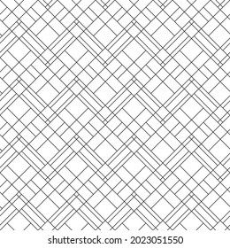 Geometric black and white seamless pattern with rhombs. Abstract vector diamond net. Monochrome artistic illustration for fabric design, wallpaper, decorative paper, web design, background.