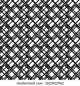 Patrón geométrico sin soldadura en blanco y negro con hombros. Redes de diamantes vectoriales abstractas. Ilustración artística monocroma para el diseño de tela, papel de pared, papel decorativo, diseño web, fondo.