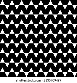 Geometric black and white seamless pattern with minimalistic pyramids. Abstract vector triangles. Monochrome artistic illustration for fabric, wallpaper, decorative paper, web design, postcards.