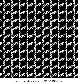 Geometric black and white seamless pattern with pied-de-poule ornament. Monochrome graphic repeating design. Modern minimalist stylish squared background. Vector chequered motif for  fabric, textile.