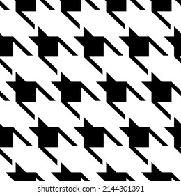 Geometric black and white seamless pattern with pied-de-poule ornament. Monochrome graphic repeating design. Modern minimalist stylish squared background. Vector chequered motif for fabric, textile.