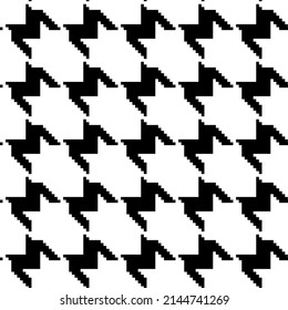 Geometric black and white seamless pattern with pied-de-poule ornament. Monochrome graphic repeating design. Modern minimalist stylish squared background. Vector chequered motif for fabric, textile.