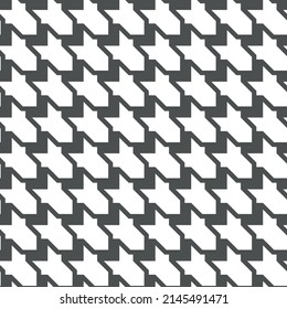 Geometric black and white seamless pattern with pied-de-poule ornament. Monochrome graphic repeating design. Modern minimalist stylish squared background. Vector chequered motif for fabric, textile.