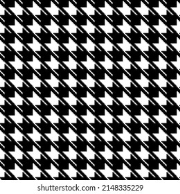 Geometric black and white seamless pattern with pied-de-poule ornament. Monochrome graphic repeating design. Modern minimalist stylish squared background. Vector chequered motif for fabric, textile.