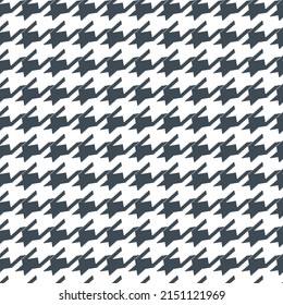 Geometric black and white seamless pattern with pied-de-poule ornament. Monochrome graphic repeating design. Modern minimalist stylish squared background. Vector chequered motif for fabric, textile.