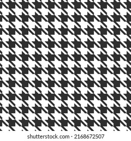 Geometric black and white seamless pattern with pied-de-poule ornament. Monochrome graphic repeating design. Modern minimalist stylish squared background. Vector chequered motif for fabric, textile.