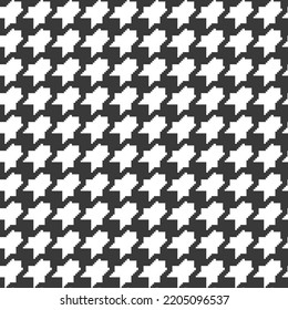 Geometric black and white seamless pattern with pied-de-poule ornament. Monochrome graphic repeating design. Modern minimalist stylish squared background. Vector chequered motif for fabric, textile.