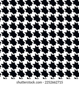 Geometric black and white seamless pattern with pied-de-poule ornament. Monochrome graphic repeating design. Modern minimalist stylish squared background. Vector chequered motif for fabric, textile.