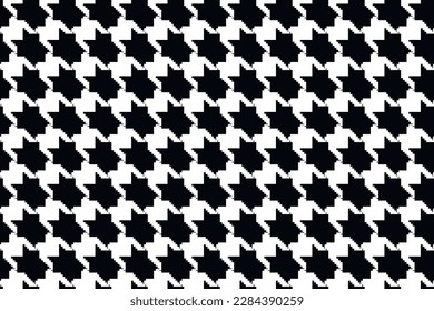 Geometric black and white seamless pattern with pied-de-poule ornament. Monochrome graphic repeating design. Modern minimalist stylish squared background. Vector chequered motif for fabric, textile.