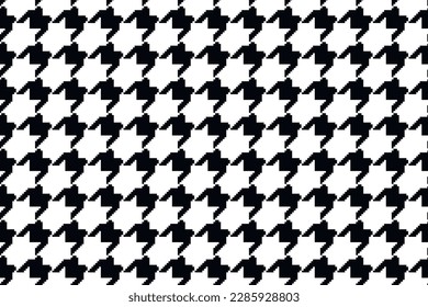 Geometric black and white seamless pattern with pied-de-poule ornament. Monochrome graphic repeating design. Modern minimalist stylish squared background. Vector chequered motif for fabric, textile.