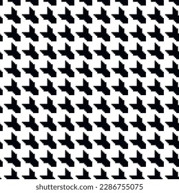 Geometric black and white seamless pattern with pied-de-poule ornament. Monochrome graphic repeating design. Modern minimalist stylish squared background. Vector chequered motif for fabric, textile.