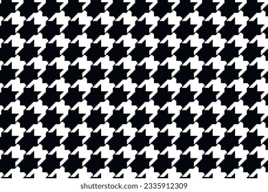 Geometric black and white seamless pattern with pied-de-poule ornament. Monochrome graphic repeating design. Modern minimalist stylish squared background. Vector chequered motif for fabric, textile.