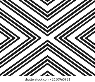 Patrón geométrico sin fisuras en blanco y negro con líneas diagonales que crean un diseño abstracto moderno.