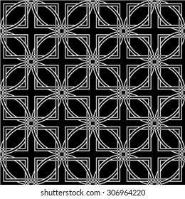 Geometric black and white seamless pattern.