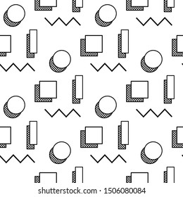 Geometric black and white shapes seamless pattern.