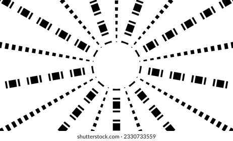 Geometric Black And White Sunburst Pattern Abstract Background. Ray. Radial. Perspective. Vector Illustration