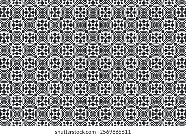 Geometric black and white tile pattern