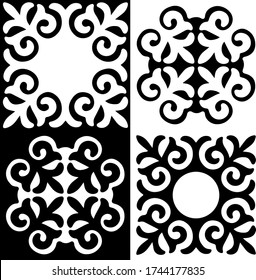 Geometric black and white vector pattern based on Alan national ornaments. Can be used for textile printing or as a background.