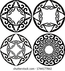 Geometric black and white vector pattern based on Alan national ornaments. Can be used for textile printing or as a background.