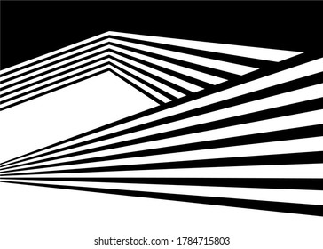 Geometric black and white vector pattern with a transition from black to white with broken parallel lines. Trendy striped vector background