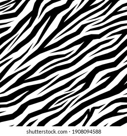 Geometric Black And White Zebra Print. Vector Seamless Pattern