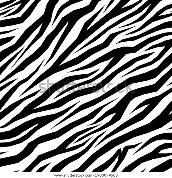 Geometric black and white zebra print. Vector\
seamless pattern