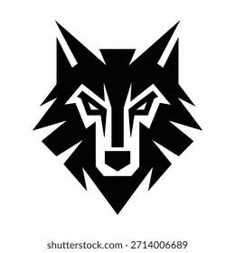 Logotipo Geométrico Black Wolf Head com Bordas Afiadas