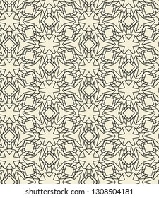 A geometric black-on-cream seamless repeat vector pattern