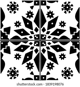 Geometric black-white ornament. Seamless endless pattern. Vector graphics.