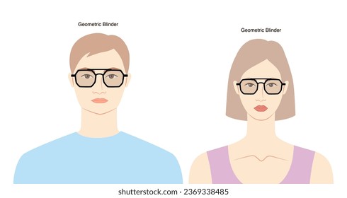 Gafas geométricas de marco Blinder en la ilustración de accesorios de moda de carácter plano para mujeres y hombres. Estilo de silueta de vidrio solar unisex, anteojos de gafas de gafas, esquema de estilo de esbozo de lente aislado en blanco
