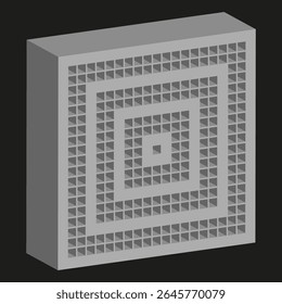 Padrão de bloco geométrico. Grade dimensional abstrata. Textura quadrada monocromática. Ilustração de elemento de vetor.