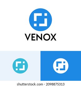 Geometric blockchain logo design concept. Data company brand logomark illustration. Can representing code, crypto, metaverse, tech, system, connect.