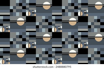 Geometric blocking color seamless pattern.Black,gray,cream and yellow element simple shape. For masculine shirt wear fabric apparel textile cover cloth print wallpaper decoration.Vector illustration.