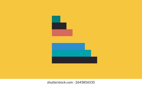 Geometric blocks ascend forming staircase graphic isolated design