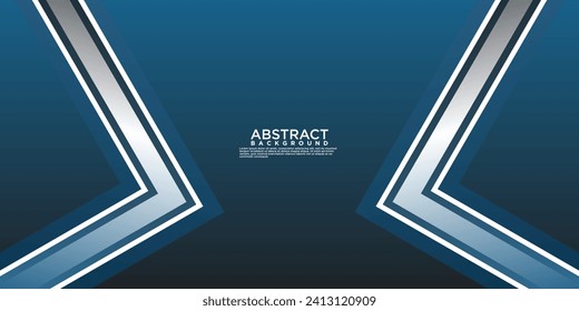 Fondo abstracto geométrico azul con líneas de flecha metálica, capas superpuestas en el espacio oscuro con decoración de efecto claro. Elemento moderno de plantilla de diseño gráfico para afiches, volantes, folletos o banner