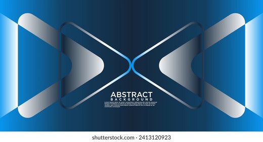 Geometric blue abstract background with arrow metal lines, overlapping layers on dark space with light effect decoration. Modern graphic design template element for poster, flyer, brochure or banner