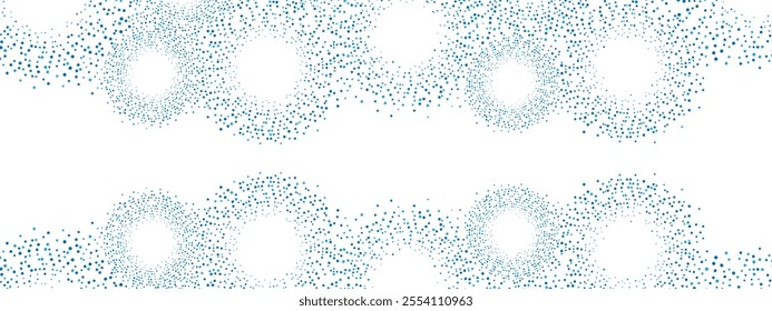 Geometric blue  abstract background frame. Technological texture of chaotic circles, particles, fragments. A group of cells, an information grid. Poster for business, medicine, presentations. Vector	