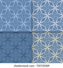 Geometric blue background. Abstract seamless wallpaper. Colored set for textile and wallpapers