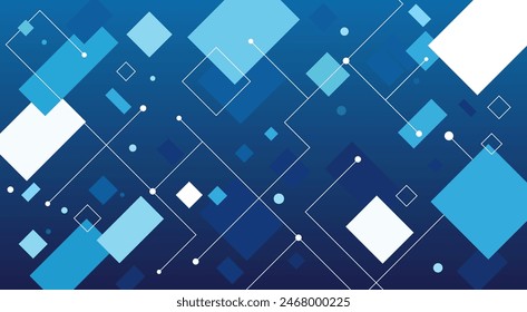 Geometrisches blaues Hintergrundmaterial aus Quadraten und Linien