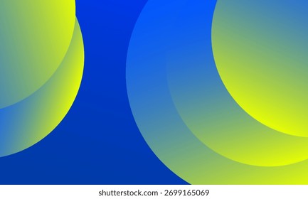 Geometrischer blauer Hintergrund mit gelben Farbverlauf-Kreisen. Vektorgrafik