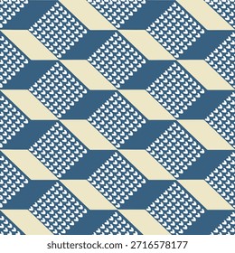 Fondo geométrico del patrón del cubo inconsútil del beige azul