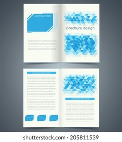 Geometric Blue bi-fold brochure template design, business leaflet, booklet