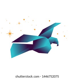 geometric blue bird, logo icon