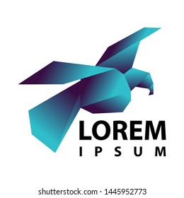 geometric blue bird, logo template