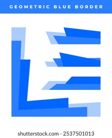 colección de borde azul geométrico. Conjunto gráfico de Vector de decoración de borde azul futurista.