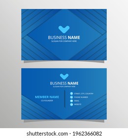 Geometric Blue Business Card Template With Diagonal Lines