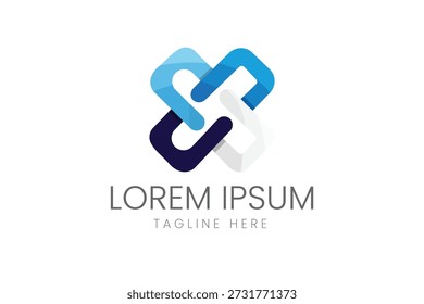 Geometrisches blaues Kettenglied-Logo für Sicherheits- und Netzwerklösungen